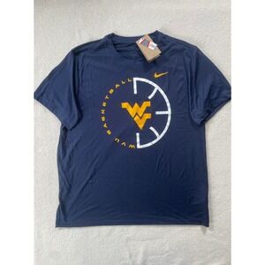 Nike Mens XXL T-Shirt Navy West Virginia WVU Basketball Dri-FIT NKGK-41S-WVN-M60